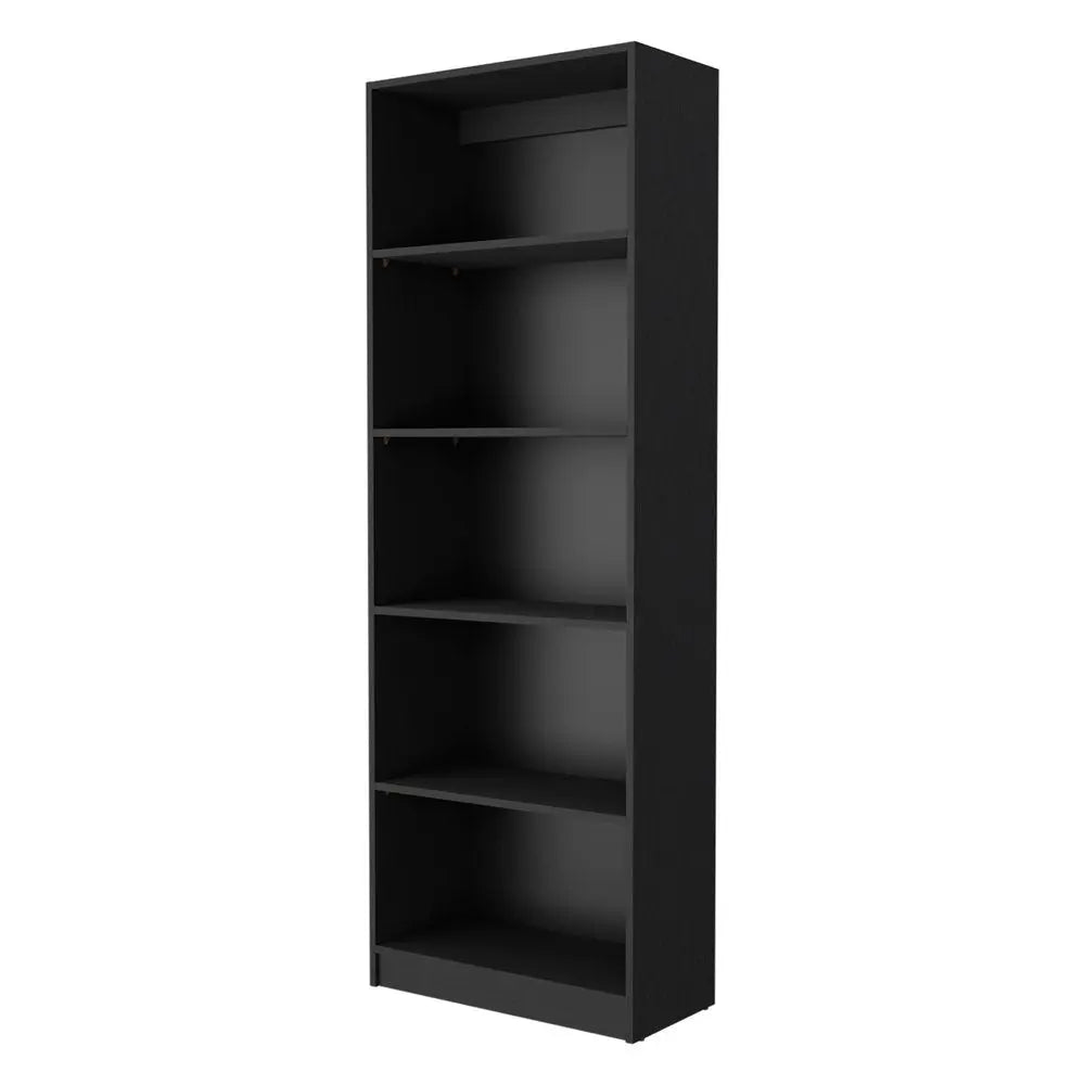 71" Black Five Tier Bookcase with Two doors - NOBLE HOME INTERIORS