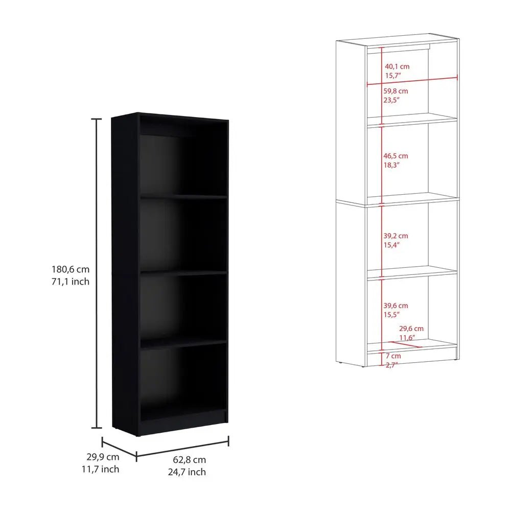 71" Black Five Tier Bookcase with Two doors - NOBLE HOME INTERIORS