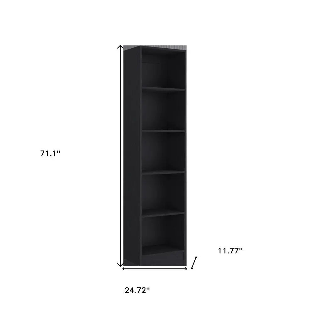71" Black Five Tier Bookcase with Two doors - NOBLE HOME INTERIORS