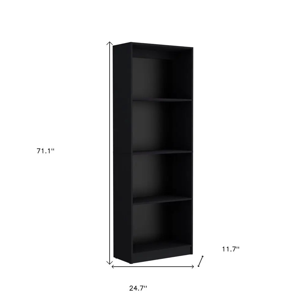 71" Black Five Tier Bookcase with Two doors - NOBLE HOME INTERIORS