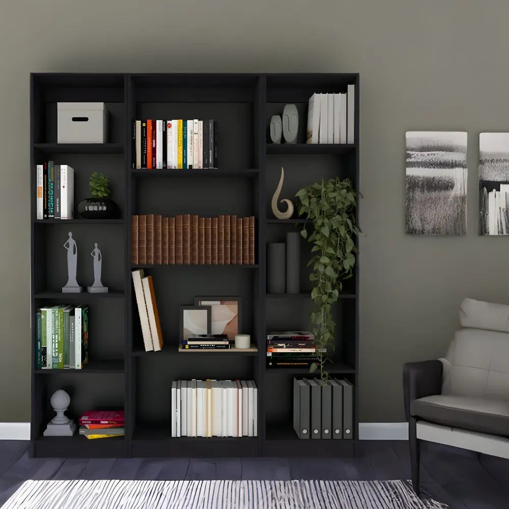 71" Black Four Tier Bookcase - NOBLE HOME INTERIORS