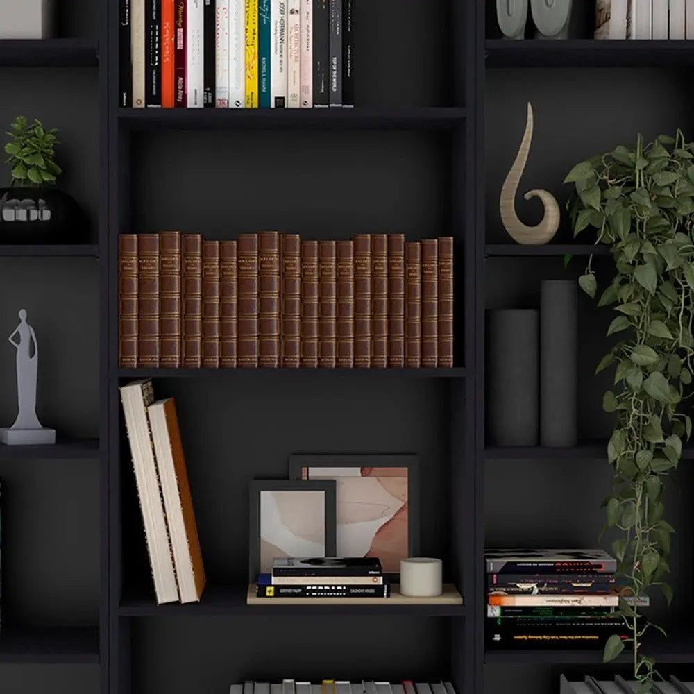 71" Black Four Tier Bookcase - NOBLE HOME INTERIORS