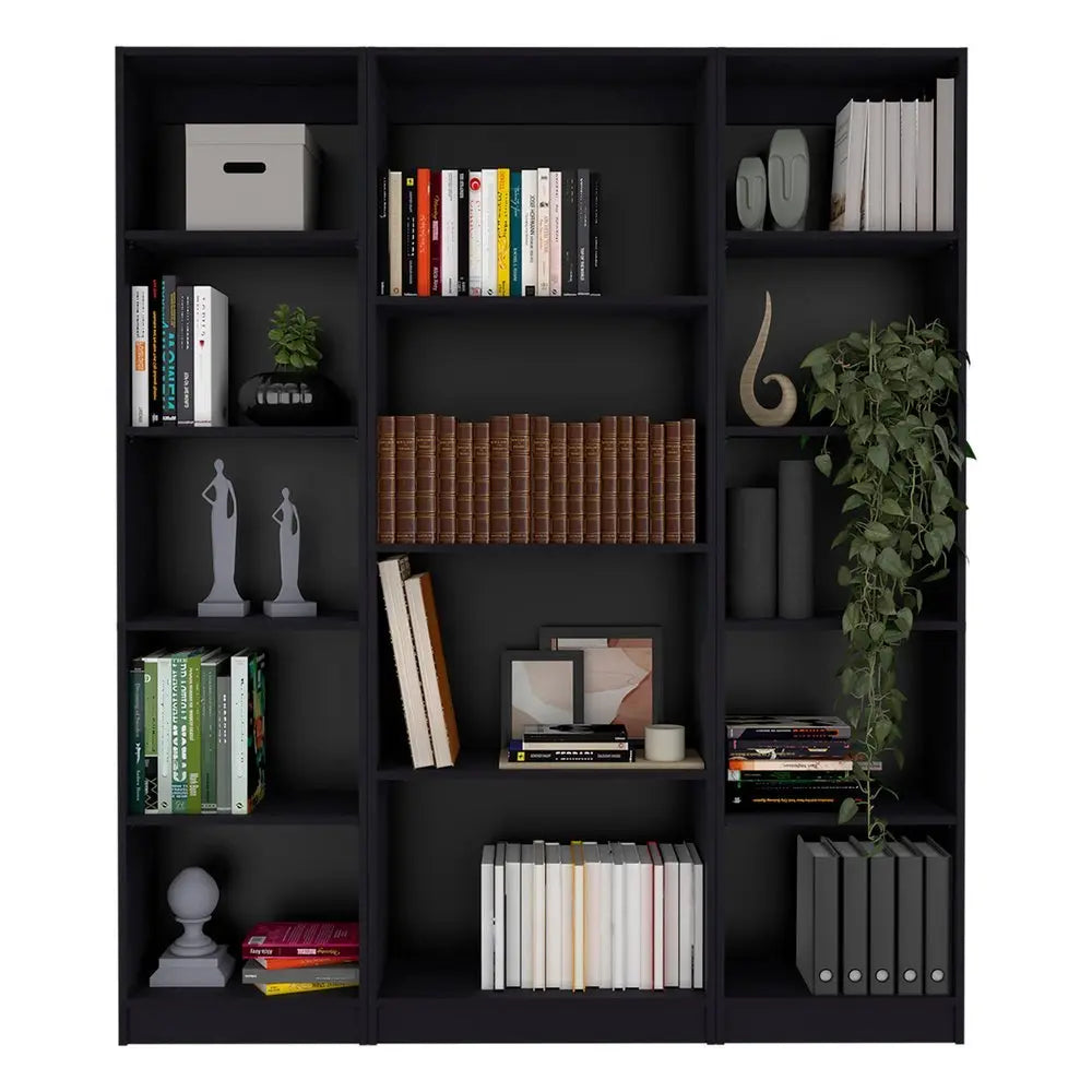 71" Black Four Tier Bookcase - NOBLE HOME INTERIORS
