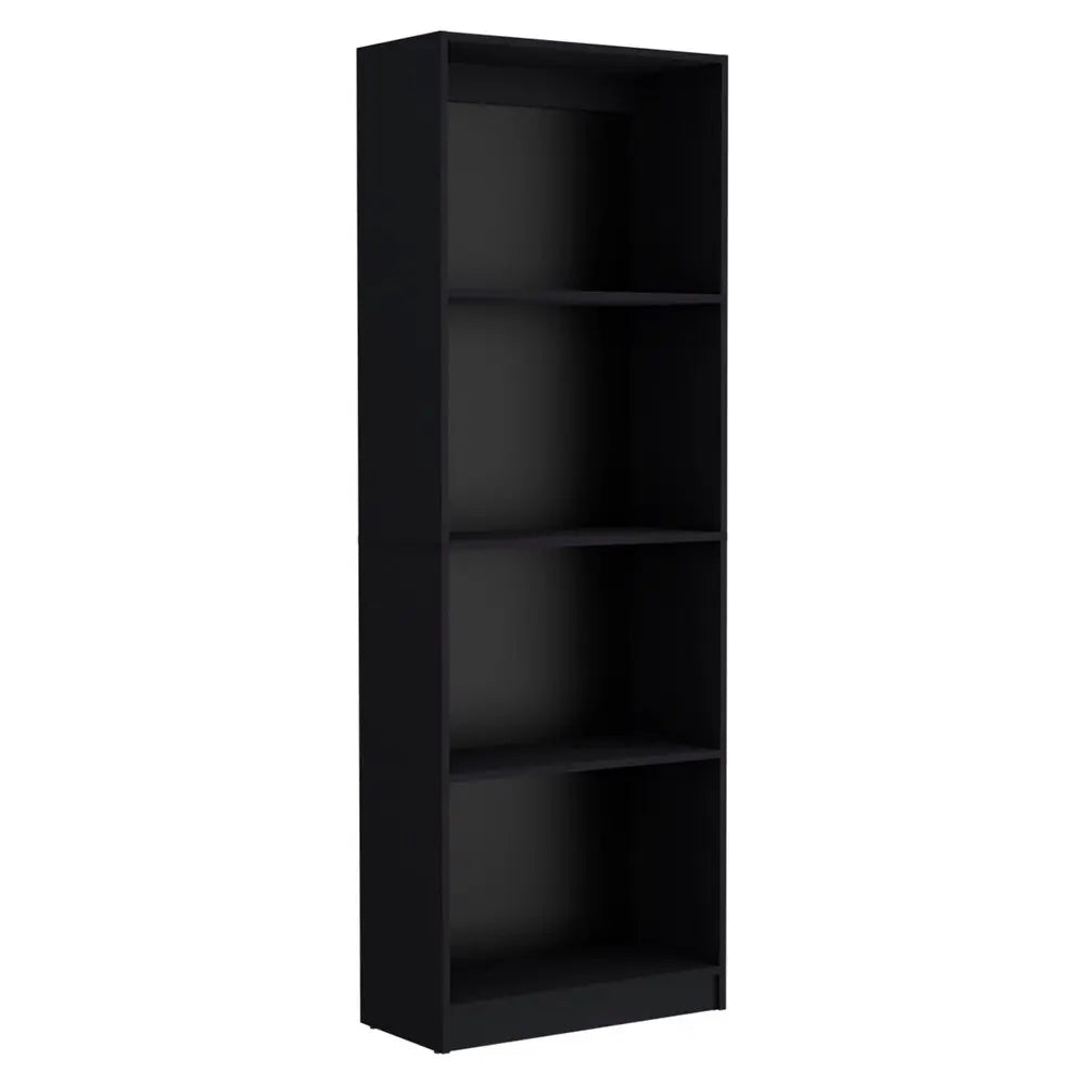 71" Black Four Tier Bookcase - NOBLE HOME INTERIORS