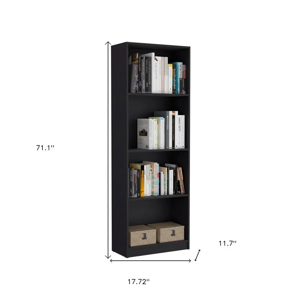 71" Black Four Tier Bookcase with Two Doors - NOBLE HOME INTERIORS