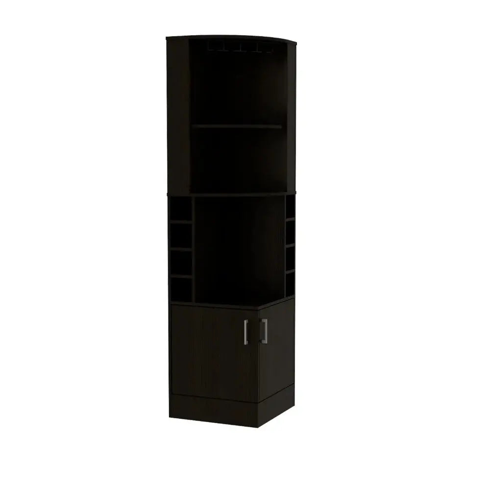 71" Black Wood Corner Bar Cabinet With Two Doors - NOVA HOME FURNITURE