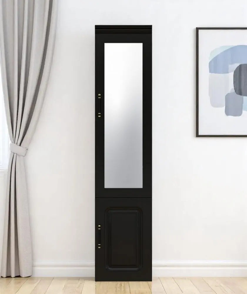 71" Black Wood Mirrored Two Door Combo Dresser - NOBLE HOME INTERIORS