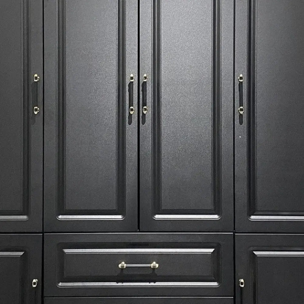 71" Black Wood Six Door Two Drawer Combo Dresser - NOBLE HOME INTERIORS