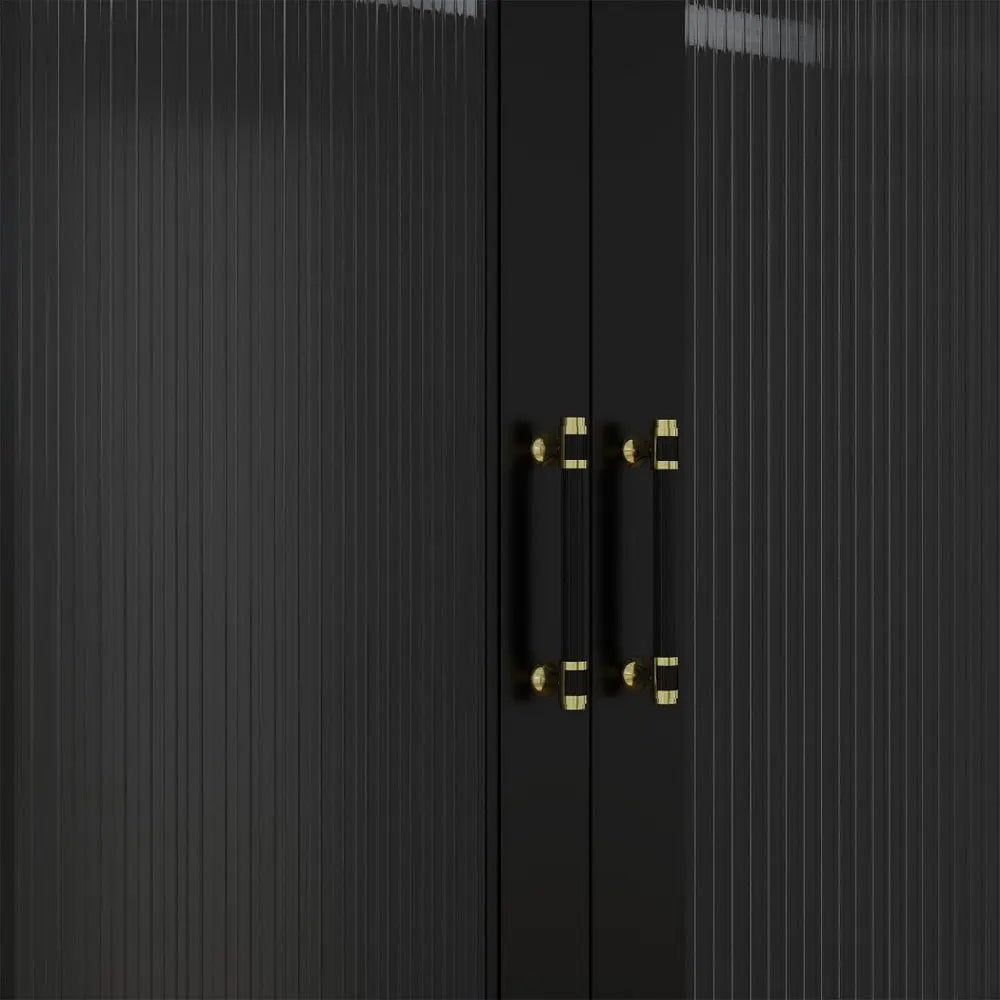 71" Black Wood Two Door Two Drawer Combo Dresser - NOBLE HOME INTERIORS