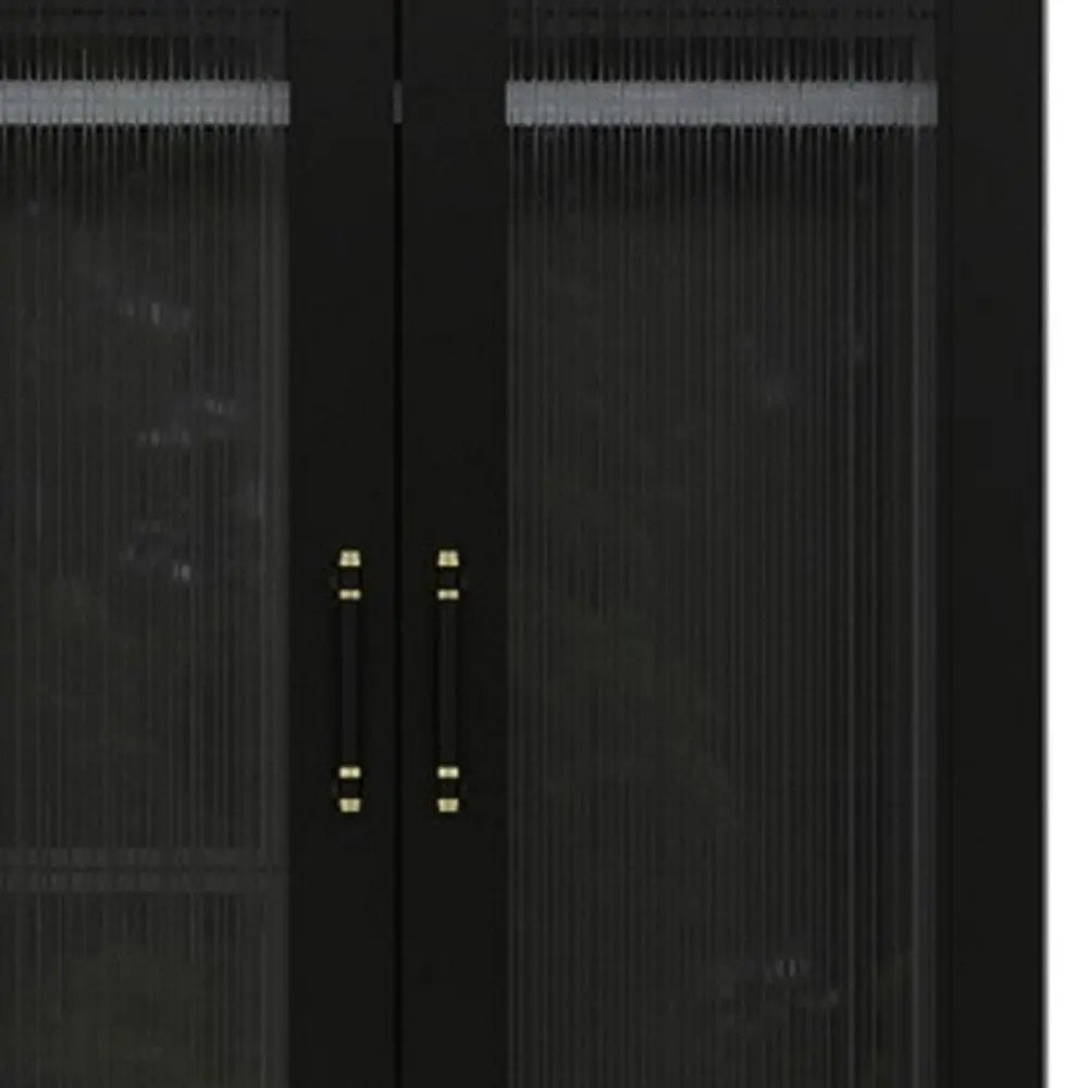 71" Black Wood Two Door Two Drawer Combo Dresser - NOBLE HOME INTERIORS