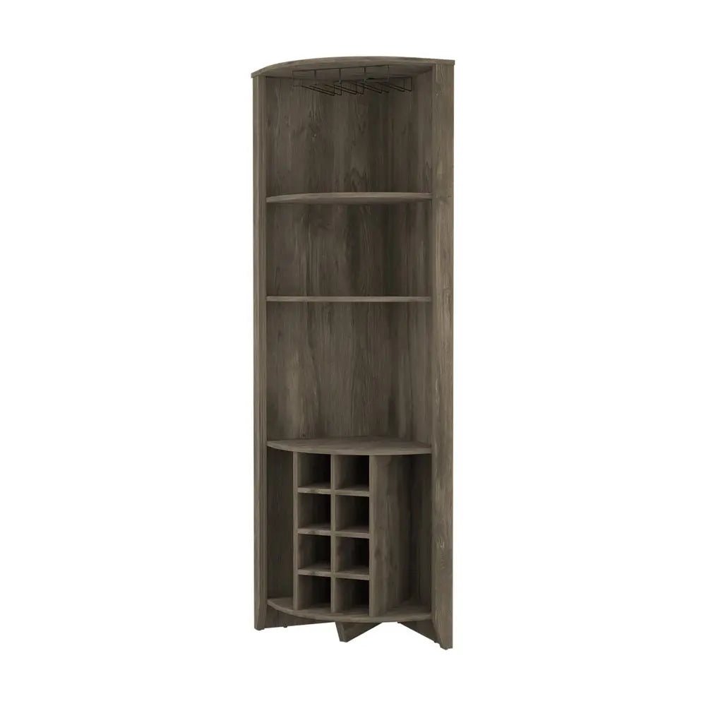 71" Dark Brown Wood Corner Bar Cabinet - NOBLE HOME INTERIORS