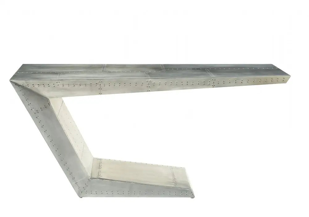 71" Silver Aluminum Writing Desk - NOBLE HOME INTERIORS