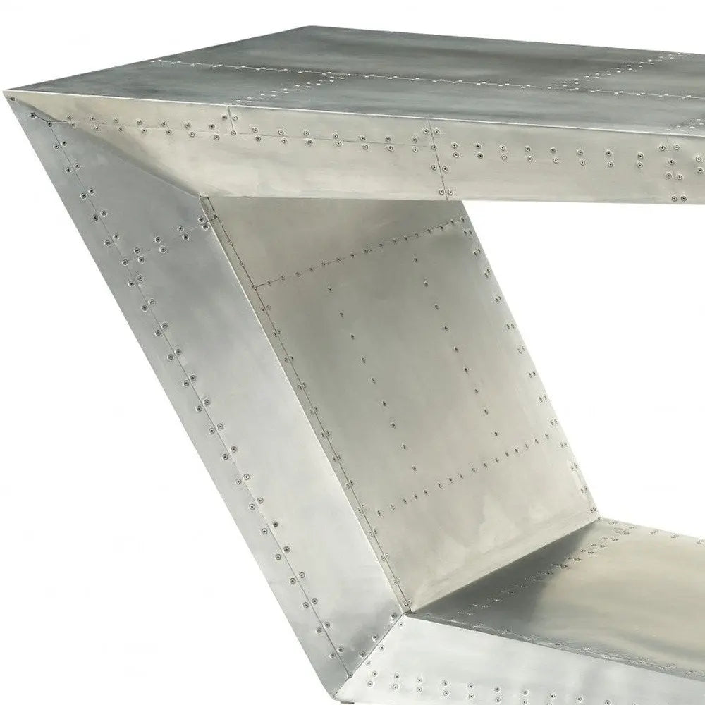 71" Silver Aluminum Writing Desk - NOBLE HOME INTERIORS