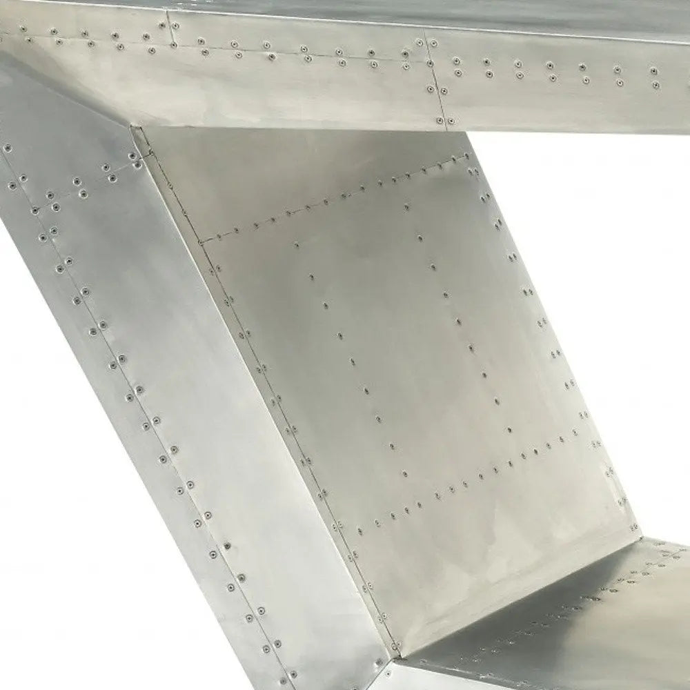 71" Silver Aluminum Writing Desk - NOBLE HOME INTERIORS