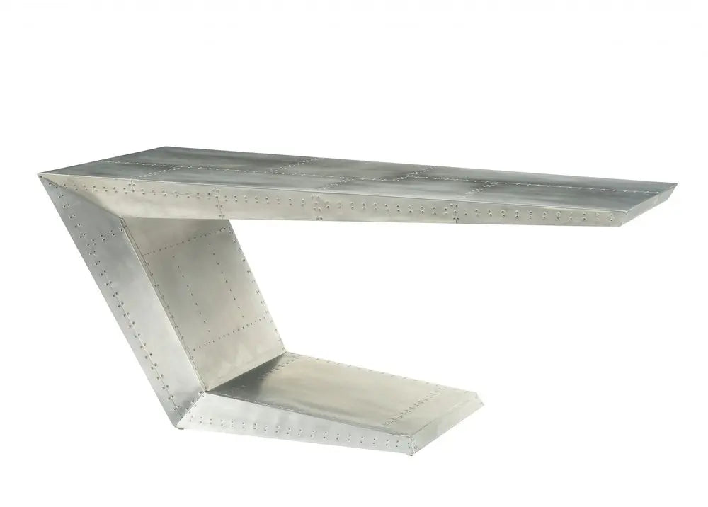 71" Silver Aluminum Writing Desk - NOBLE HOME INTERIORS