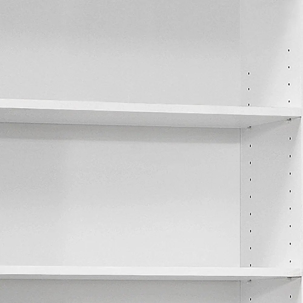 71" White Wood Adjustable Five Tier Bookcase - NOBLE HOME INTERIORS