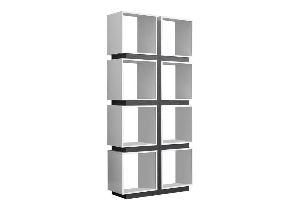 71" White Wood Eight Tier Cube Bookcase - NOBLE HOME INTERIORS