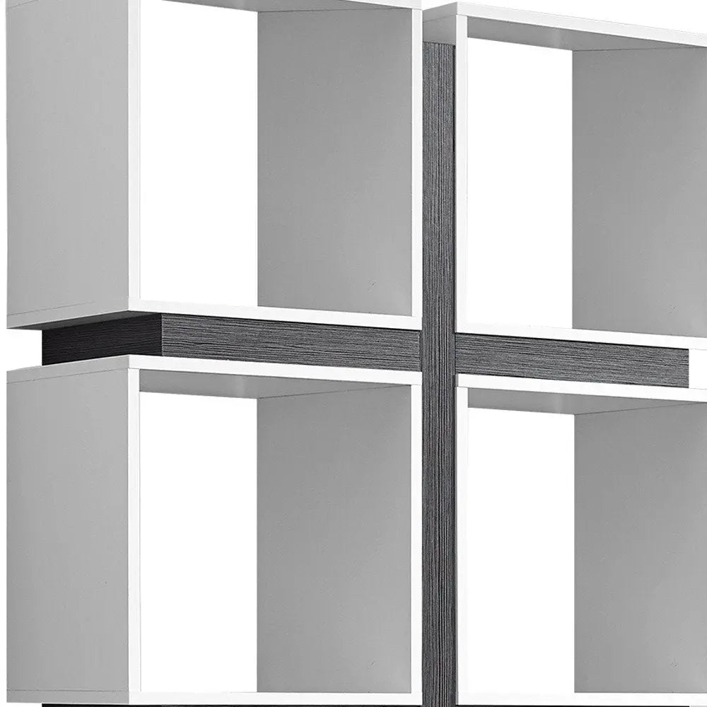 71" White Wood Eight Tier Cube Bookcase - NOBLE HOME INTERIORS