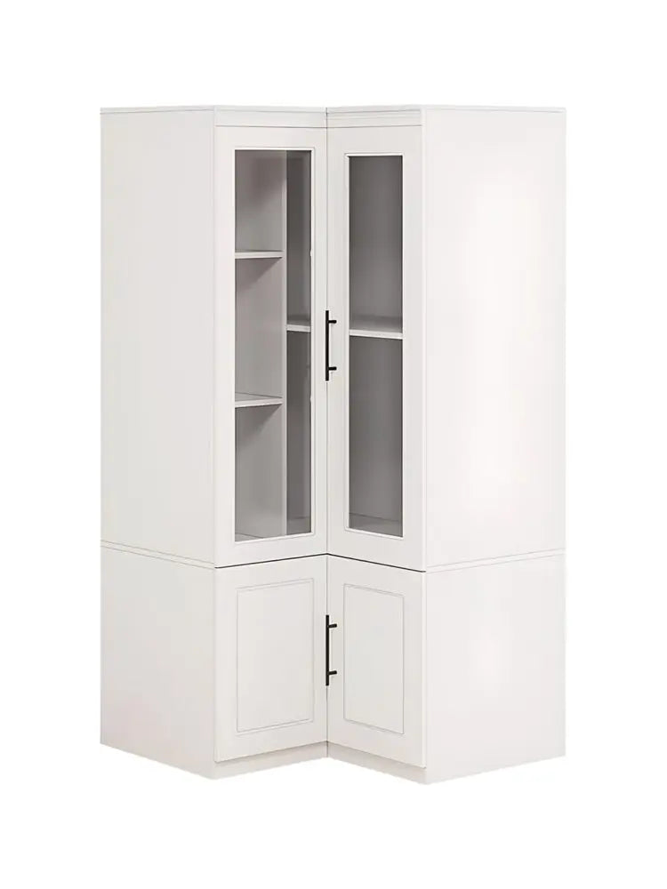 71" White Wood Four Door Corner Combo Dresser - NOBLE HOME INTERIORS