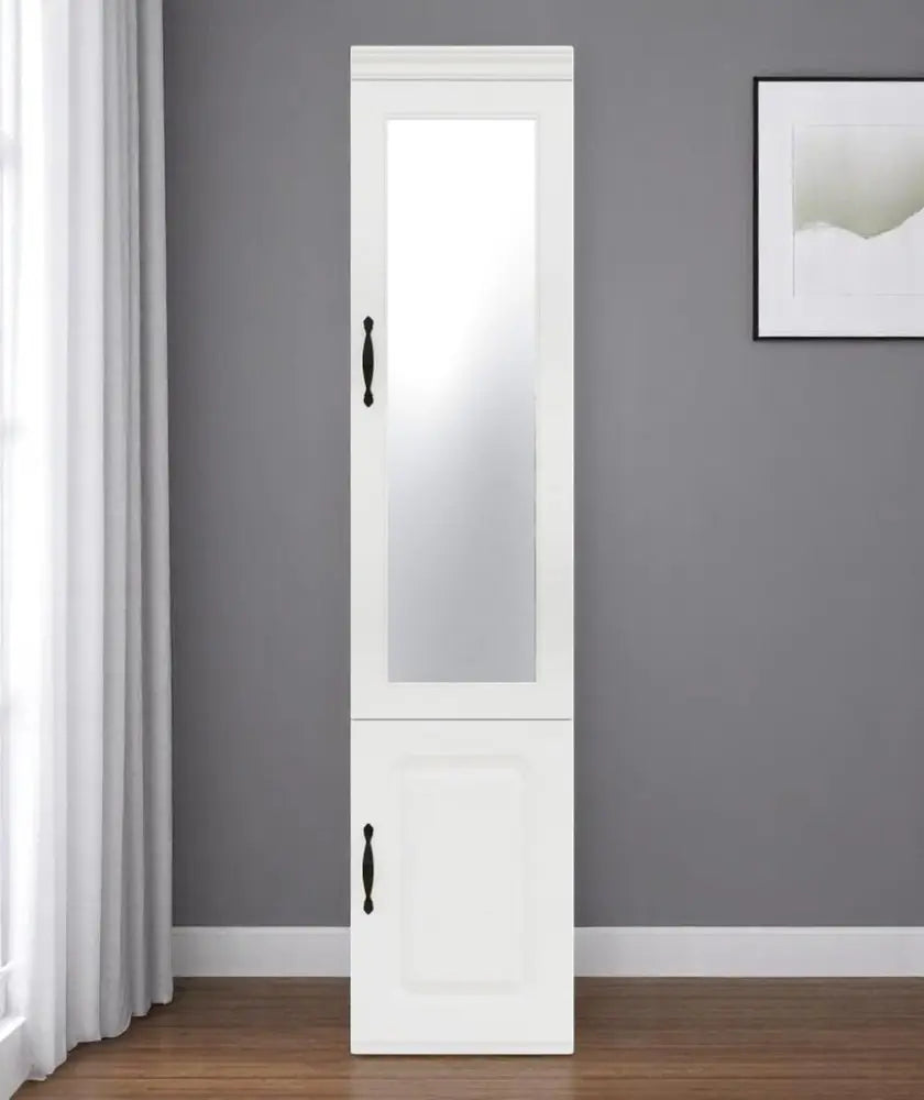 71" White Wood Mirrored Two Door Combo Dresser - NOBLE HOME INTERIORS