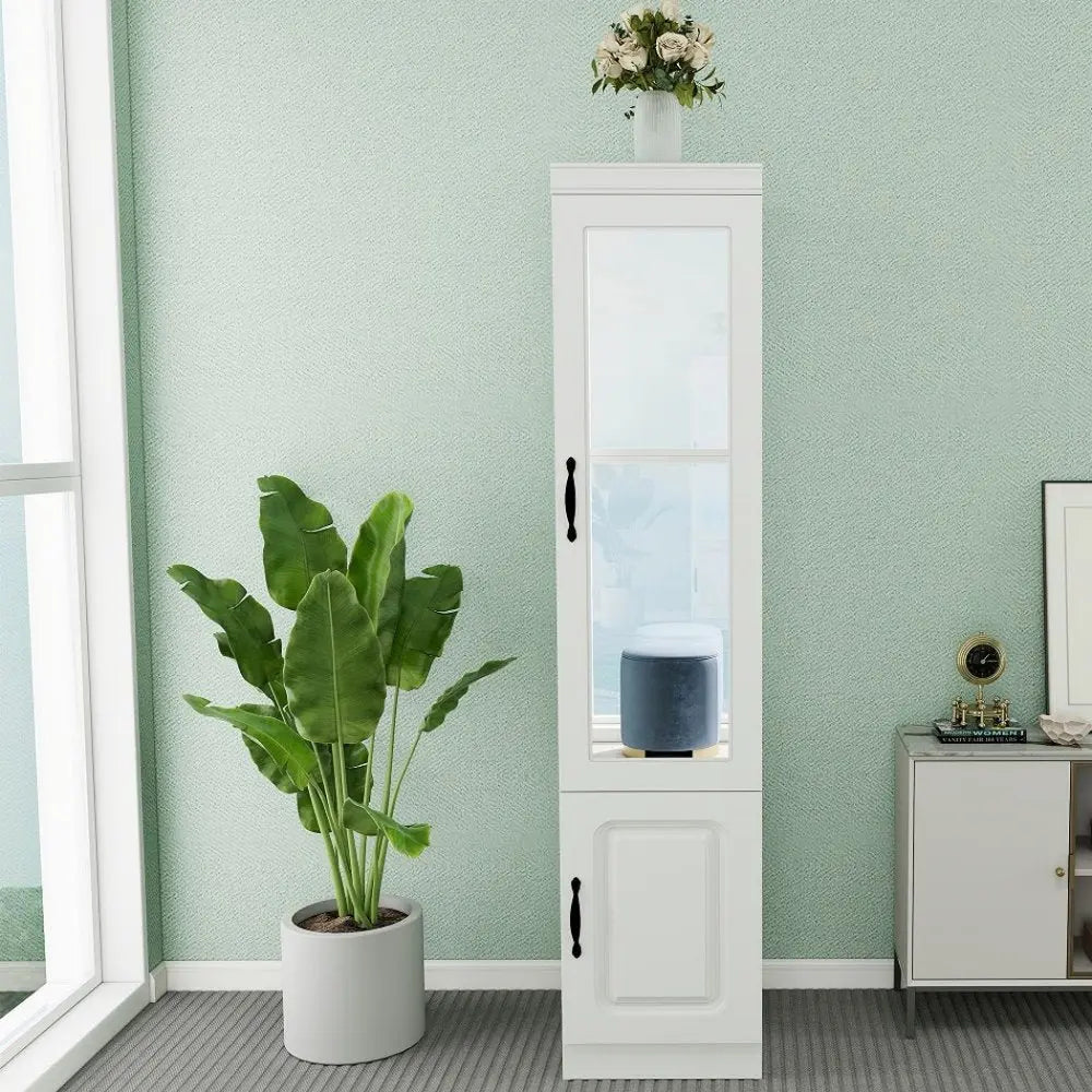 71" White Wood Mirrored Two Door Combo Dresser - NOBLE HOME INTERIORS