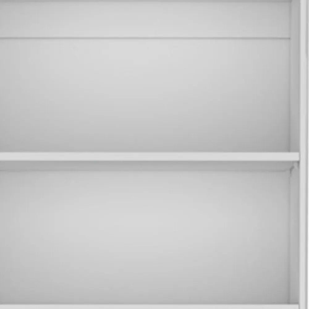 71" White Wood Three Tier Bookcase with Two Doors - NOBLE HOME INTERIORS