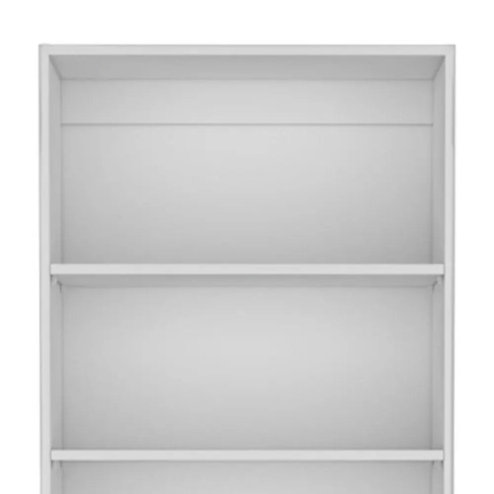 71" White Wood Three Tier Bookcase with Two Doors - NOBLE HOME INTERIORS