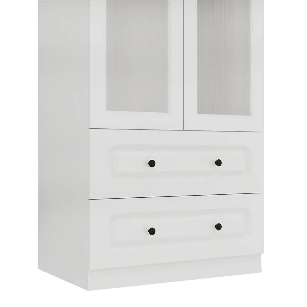 71" White Wood Two Door Two Drawer Combo Dresser - NOBLE HOME INTERIORS