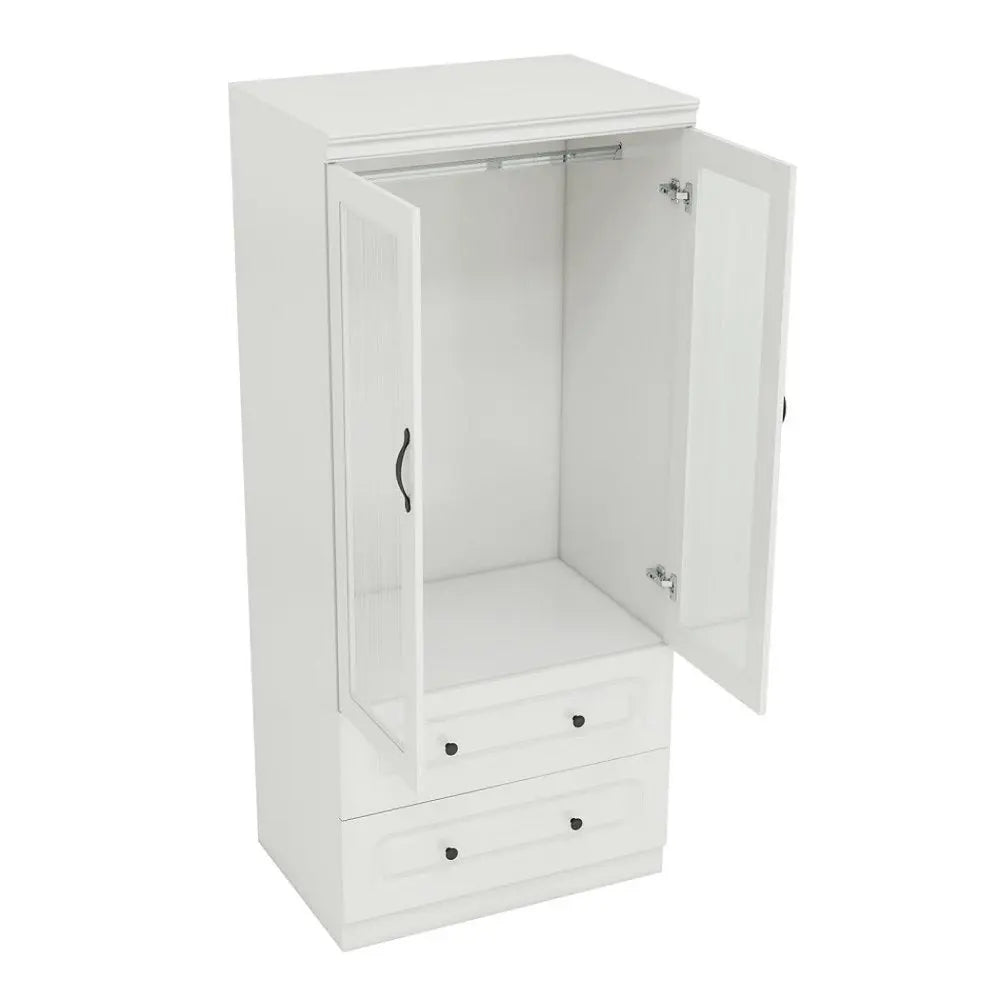 71" White Wood Two Door Two Drawer Combo Dresser - NOBLE HOME INTERIORS