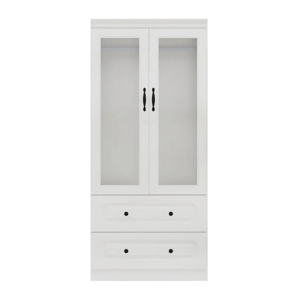 71" White Wood Two Door Two Drawer Combo Dresser - NOBLE HOME INTERIORS