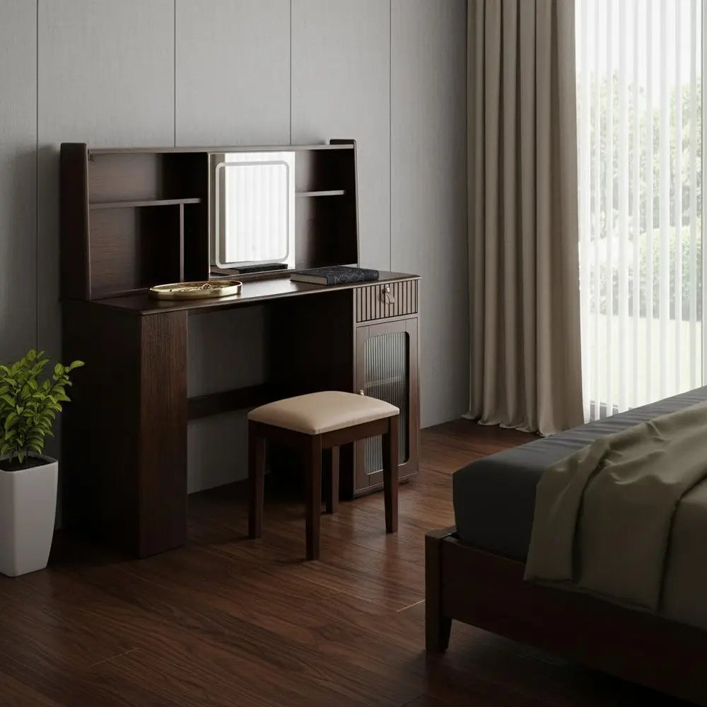 47" Brown Wood Lighted Single Drawer Dresser HomeRoots