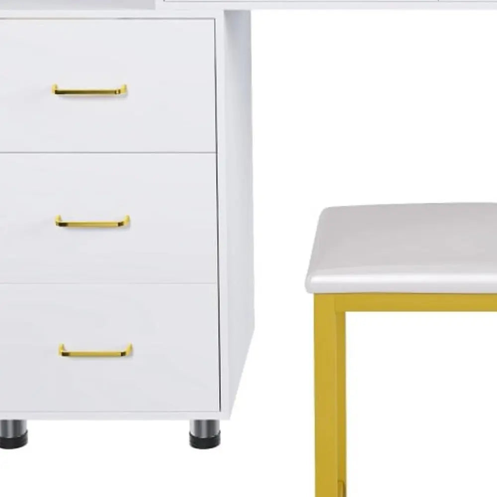 32" White Wood Lighted Five Drawer Dresser HomeRoots