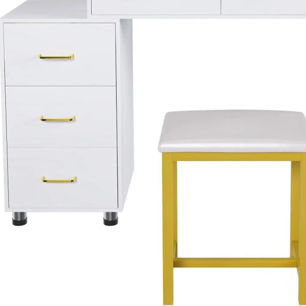 32" White Wood Lighted Five Drawer Dresser HomeRoots