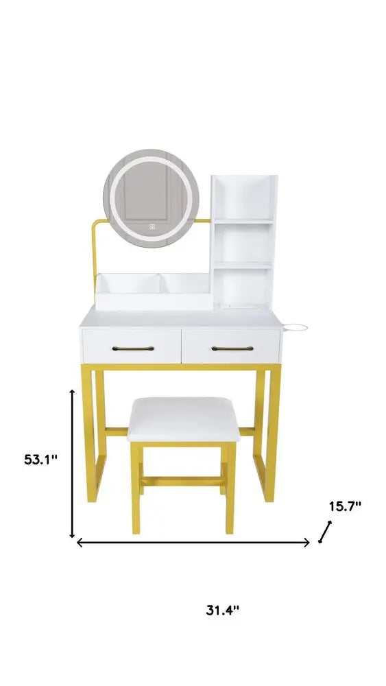 31" White Wood Lighted Two Drawer Dresser HomeRoots