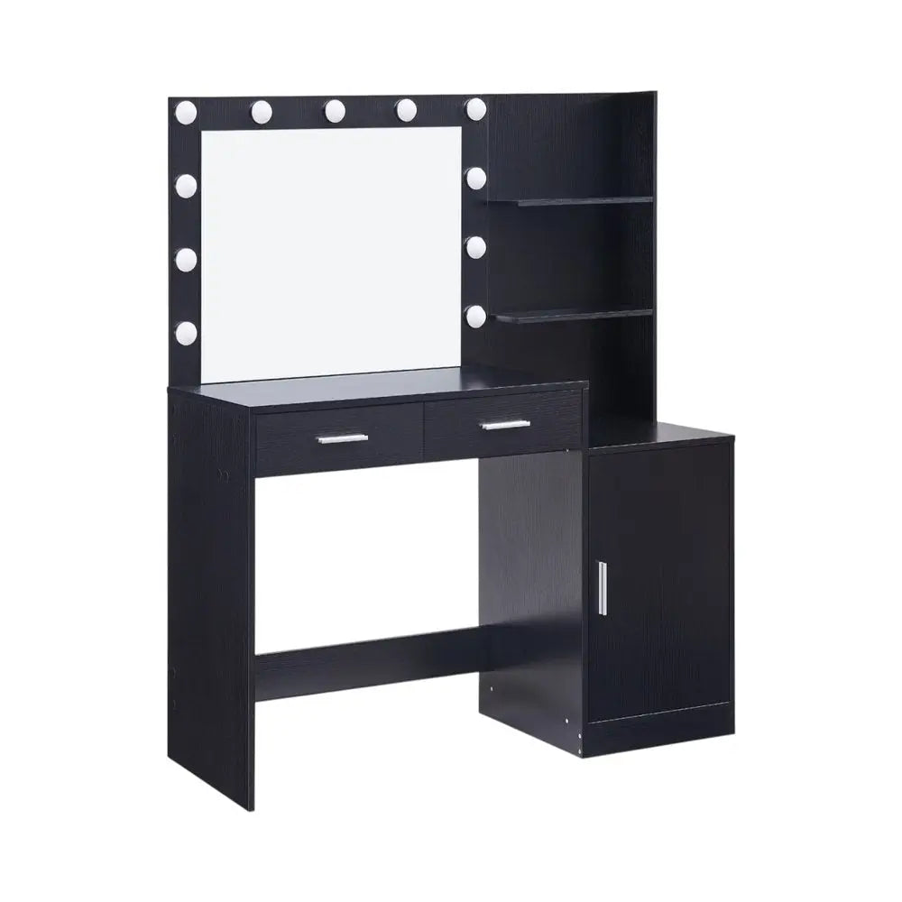 46" Black Wood Lighted Two Drawer Dresser HomeRoots