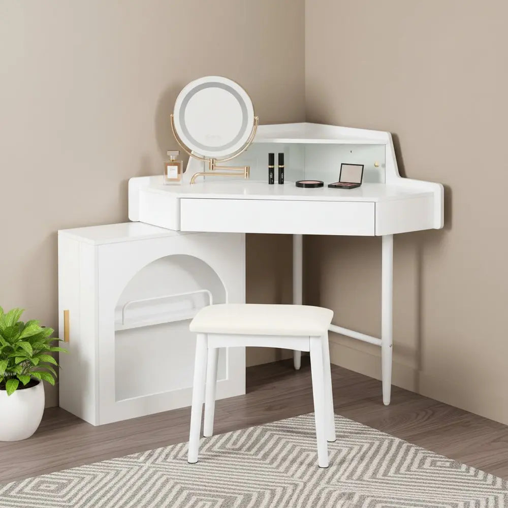 56" White Wood Lighted Single Drawer Dresser HomeRoots