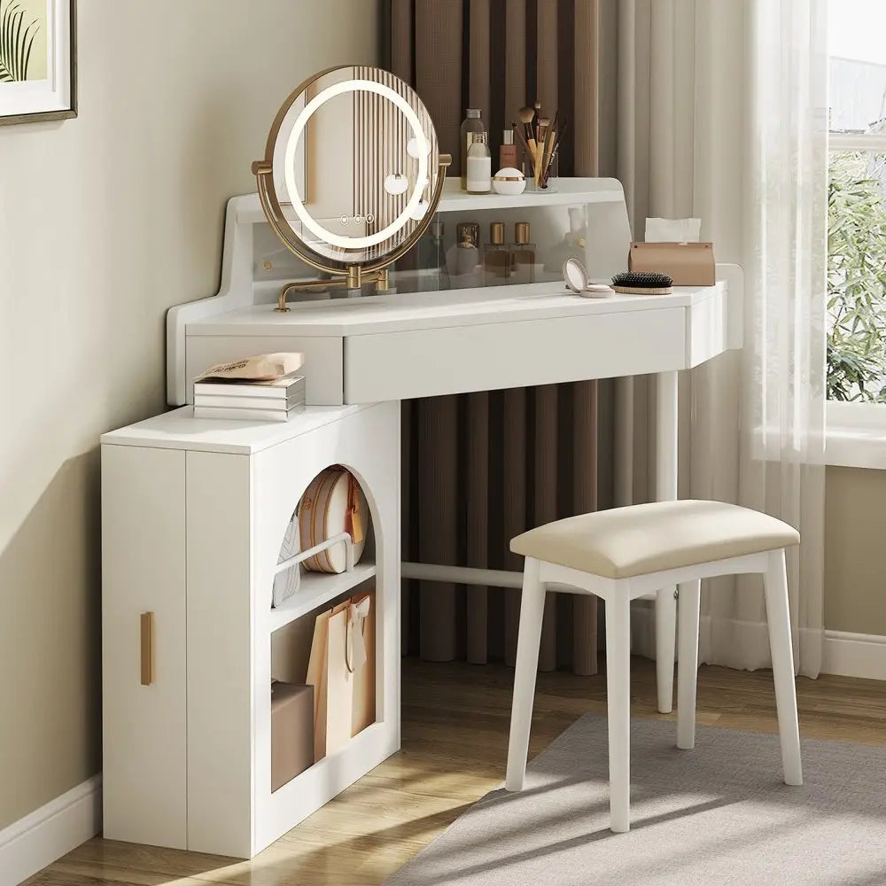 56" White Wood Lighted Single Drawer Dresser HomeRoots