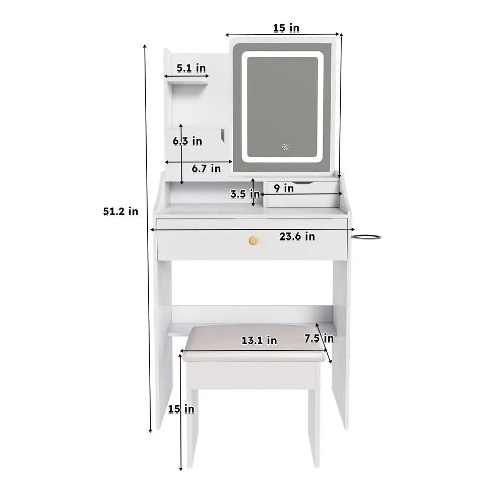 24" White Wood Lighted Two Drawer Dresser HomeRoots