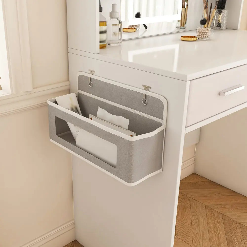 28" White Wood Lighted Two Drawer Dresser HomeRoots