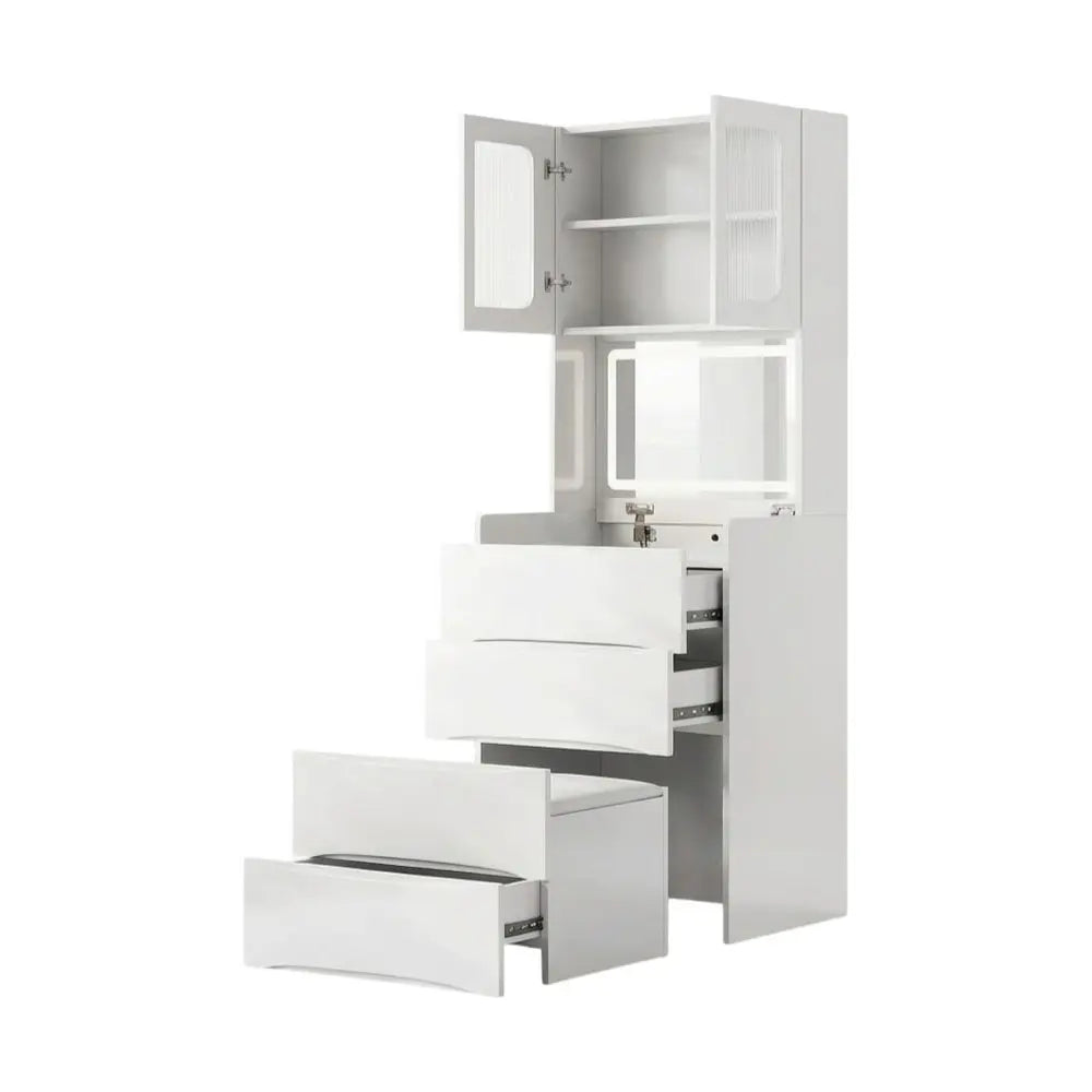 19" White Wood Lighted Four Drawer Dresser HomeRoots