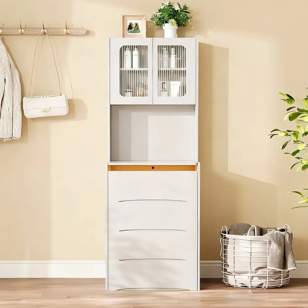 19" White Wood Lighted Four Drawer Dresser HomeRoots