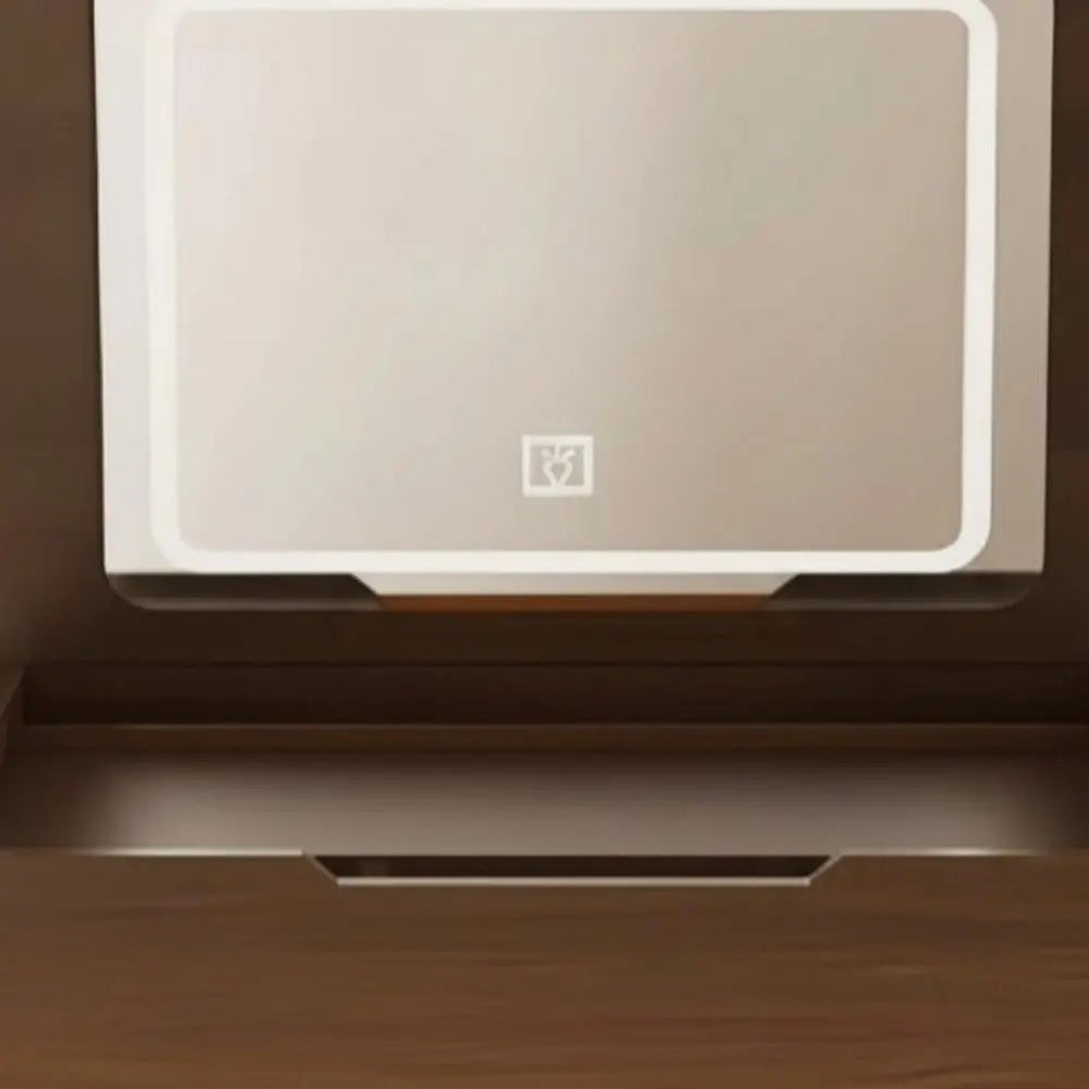 24" Brown Wood Lighted Mirrored Three Drawer Dresser HomeRoots