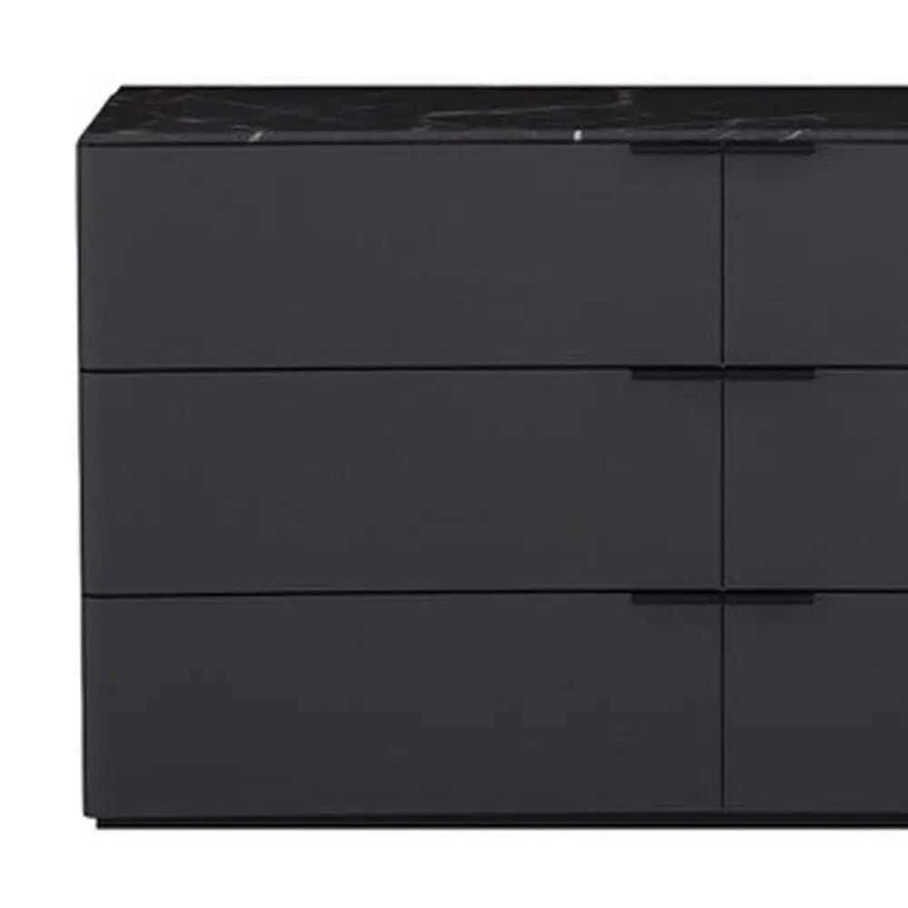 57" Gray Wood Six Drawer Double Dresser HomeRoots