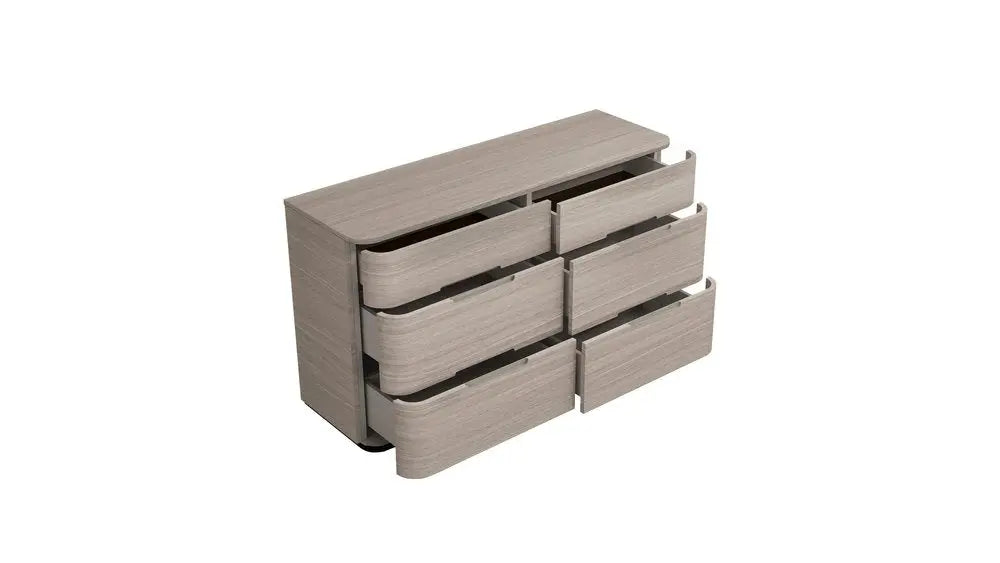 56" Beige Wood Six Drawer Double Dresser HomeRoots