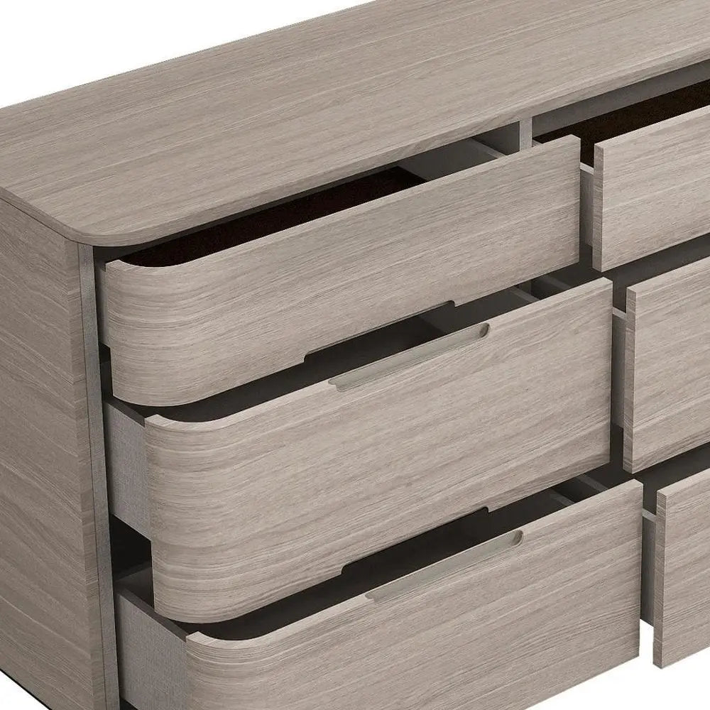 56" Beige Wood Six Drawer Double Dresser HomeRoots