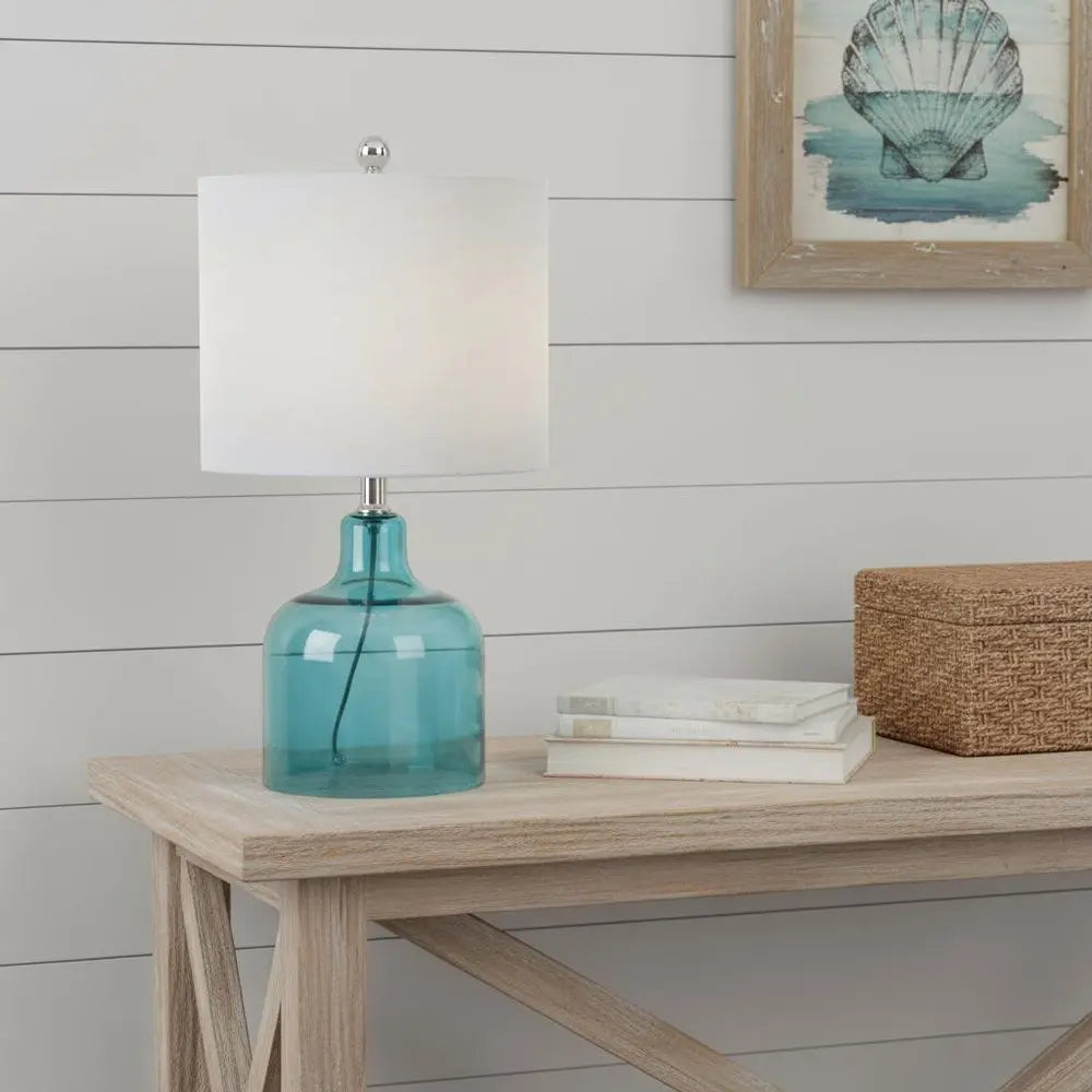 19" Clear Novelty Desk Lamp LED With Drum Shade HomeRoots