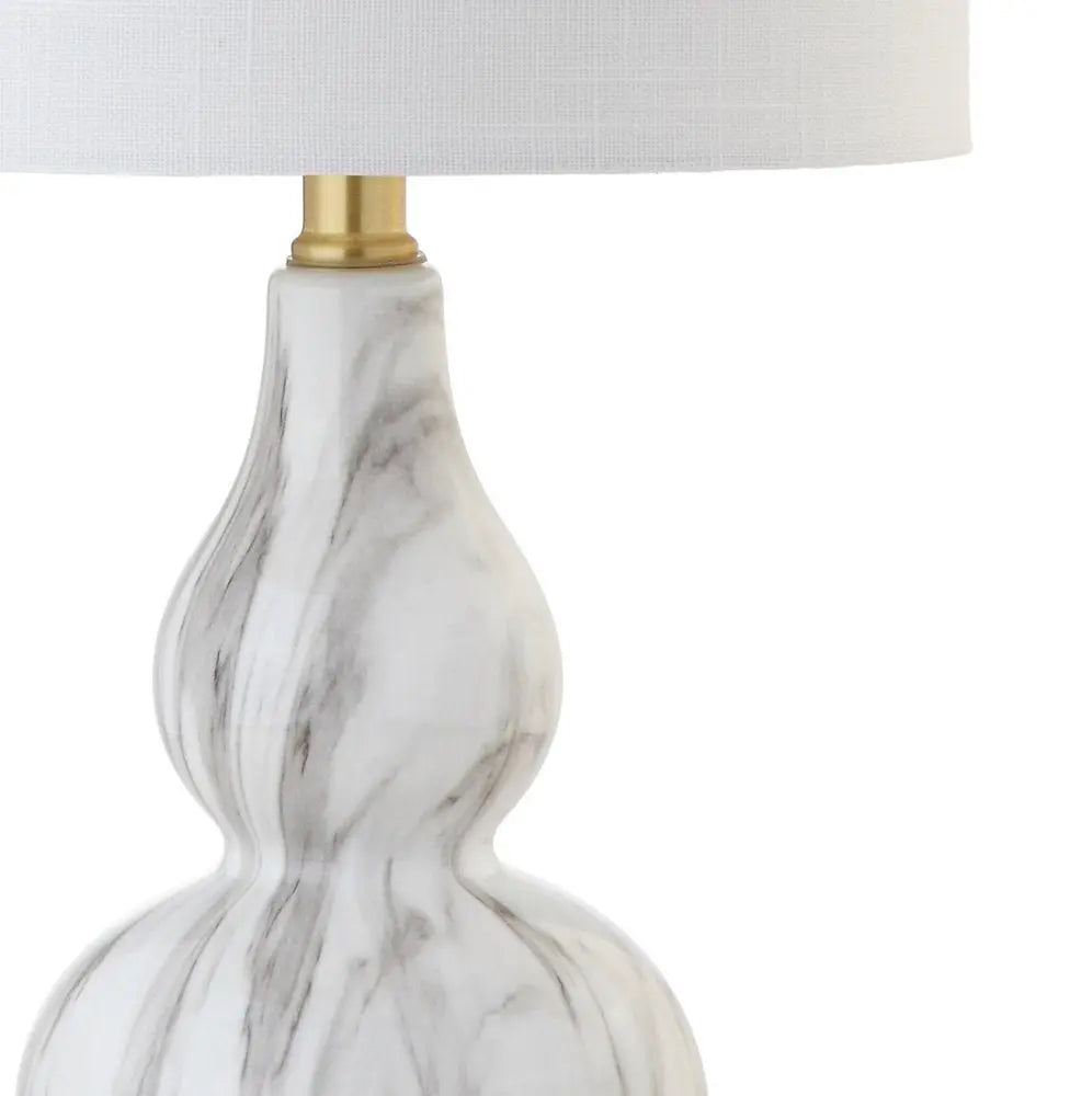 21" Gold Gourd Desk Lamp LED With Drum Shade HomeRoots