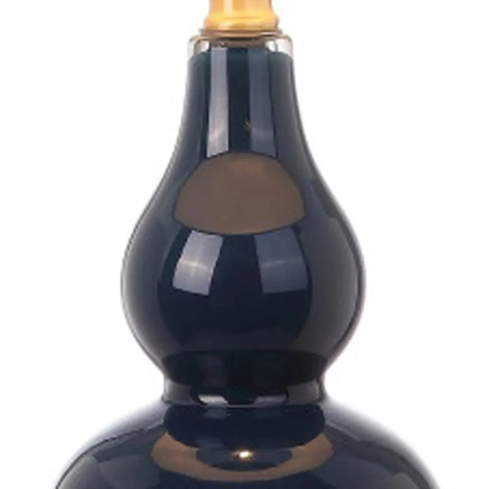 Set of Two 21" Gold Gourd Desk Lamps LED With Drum Shades HomeRoots