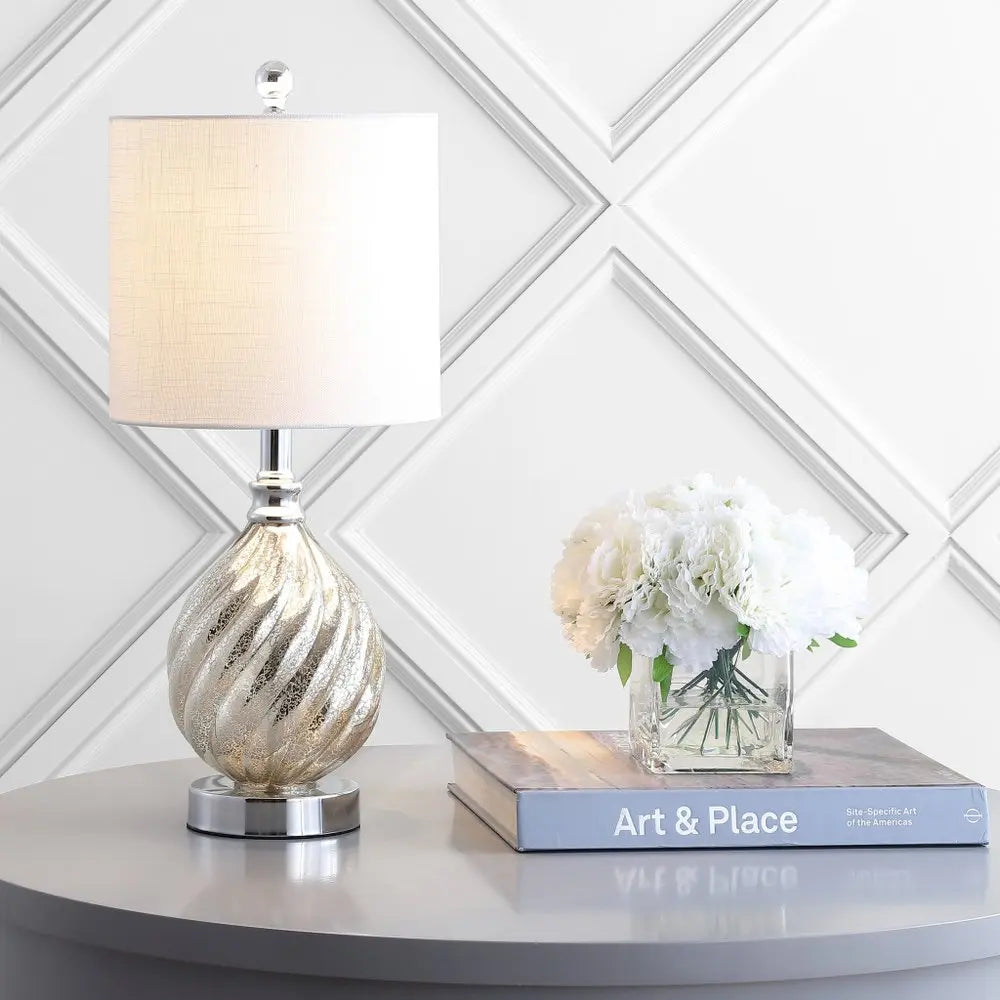 21" Silver Novelty Table Lamp LED With Globe Shade HomeRoots