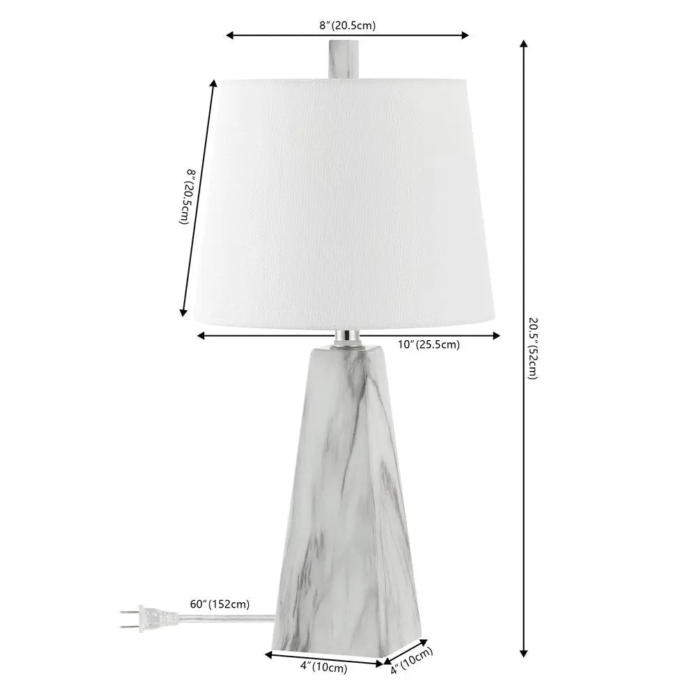Set of Two 21" White Novelty Table Lamps LED With Empire Shades HomeRoots